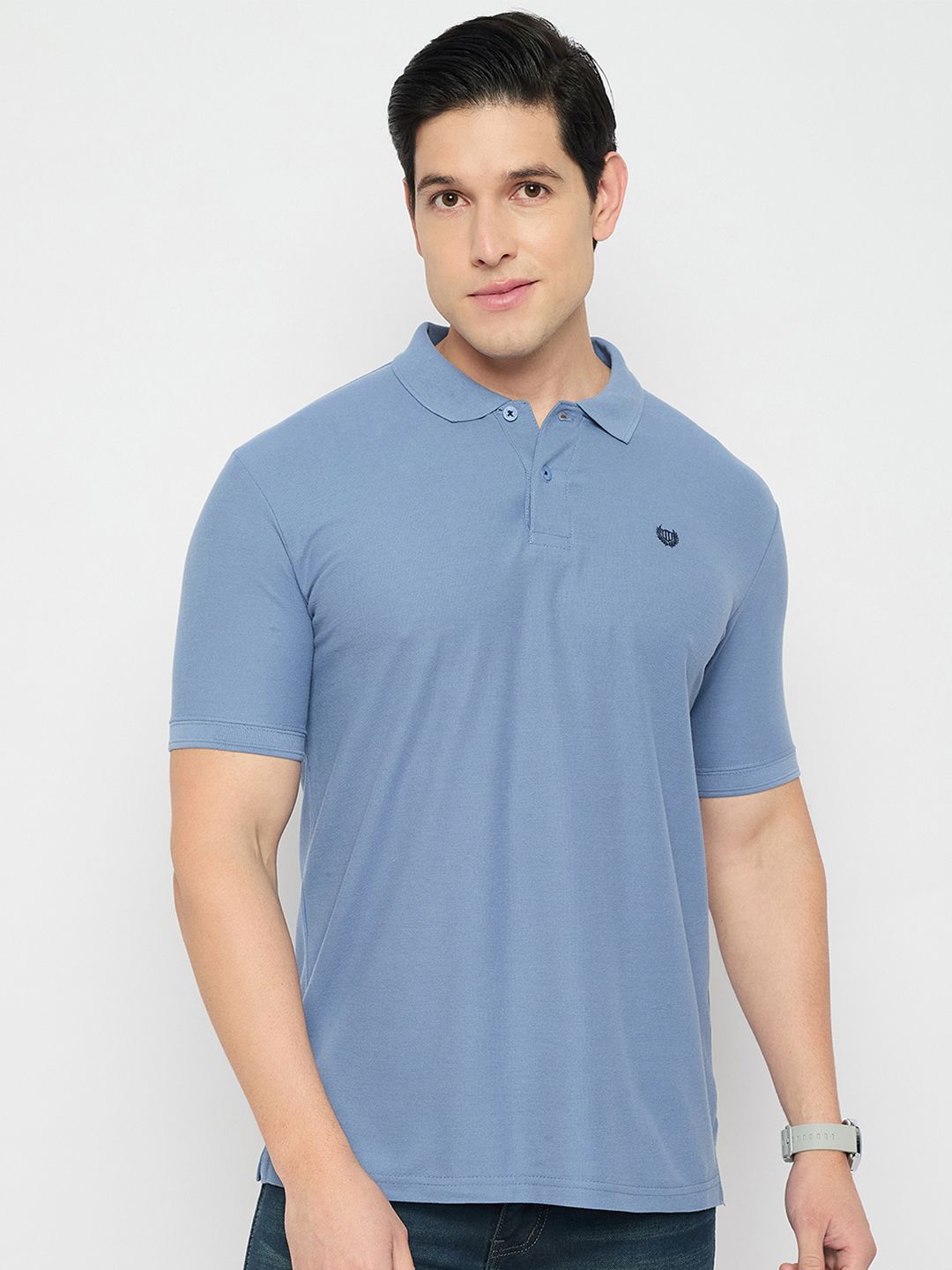 Duke Men Solid Polo Collar Cotton Slim Fit T-shirt