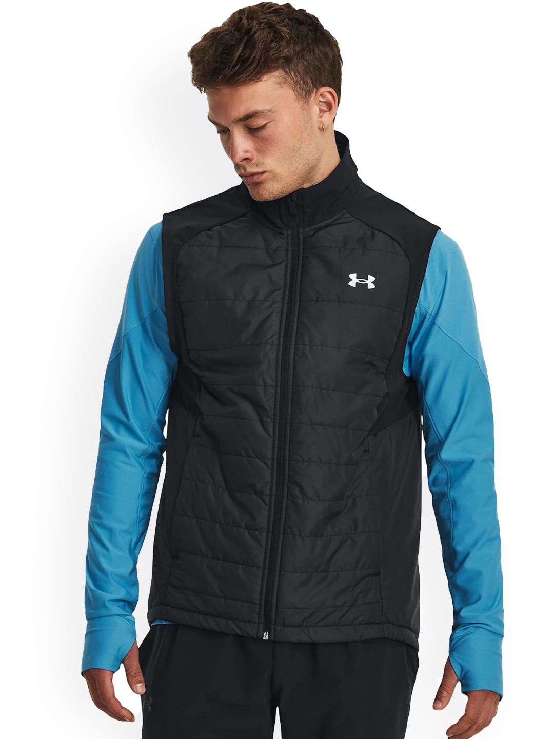 UNDER ARMOUR Men Mock Collar Solid Casual Gilet Jacket