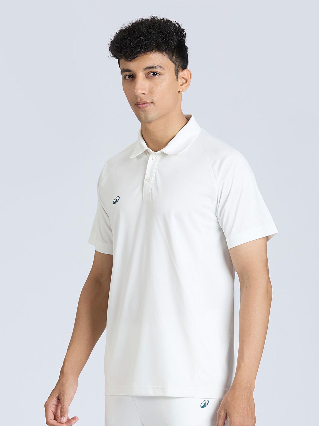 Decathlon Men White CP 100 Stretchable Cricket Polo T-shirt