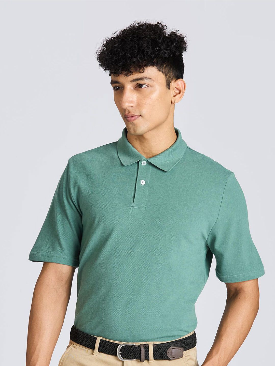 Decathlon Inesis - Men Green MW100 Stretchable Polo T-Shirt