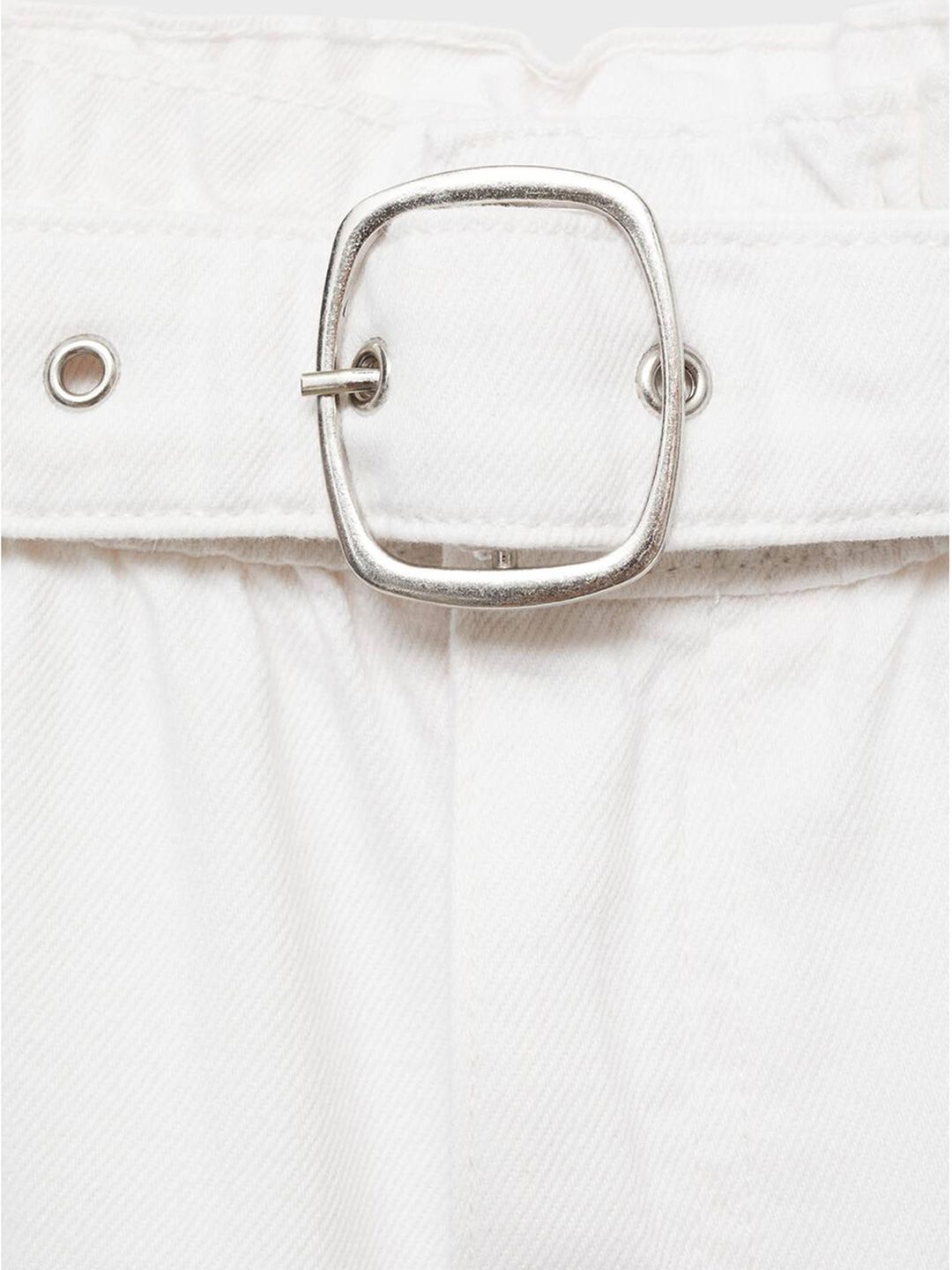 Mid-Rise Pure Cotton Denim Paper Bag Shorts with Belt