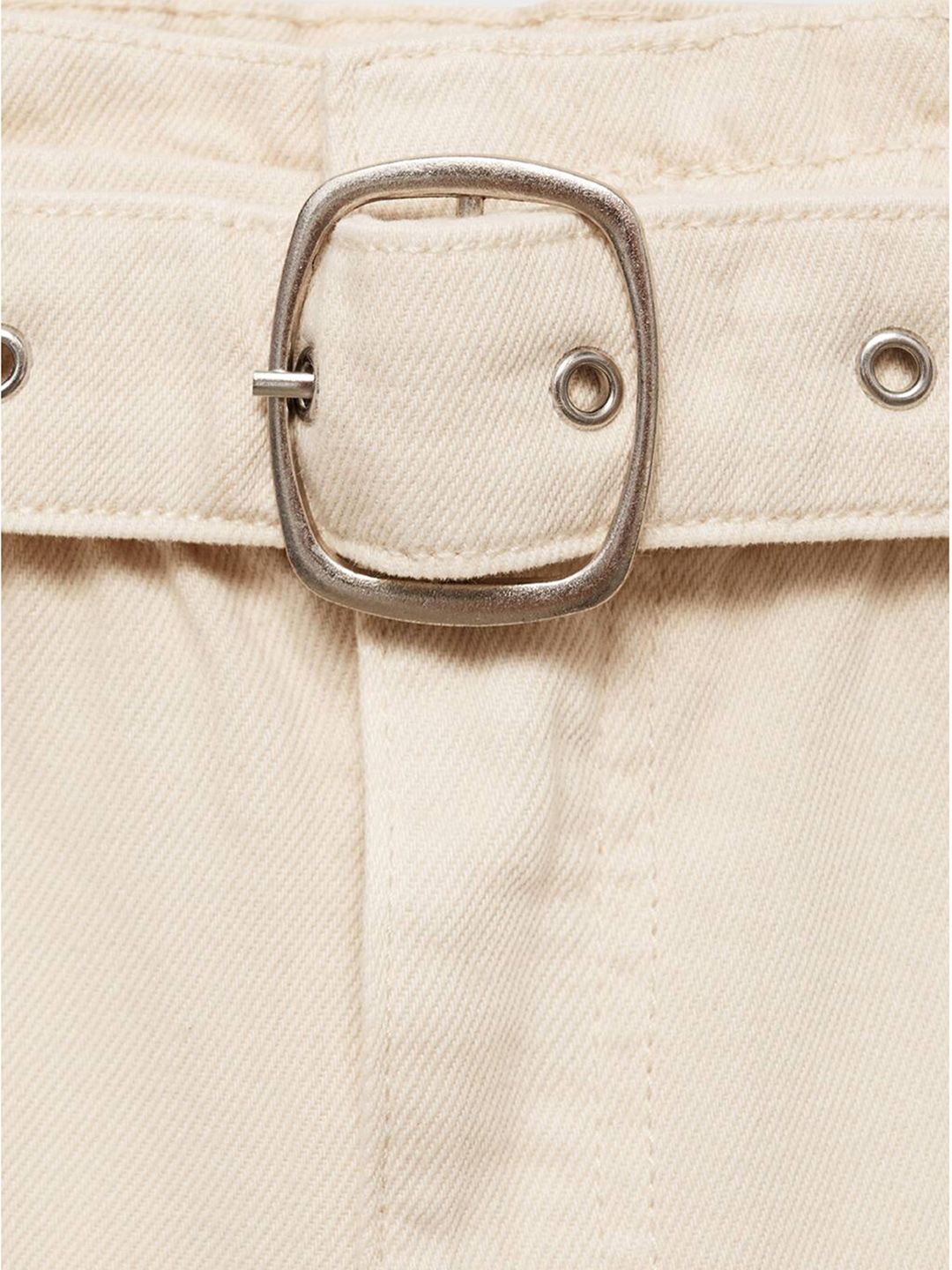 Mid-Rise Pure Cotton Denim Paper Bag Shorts with Belt