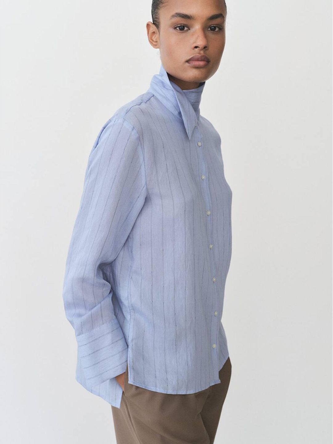 Striped High-Low Oversize Shirt