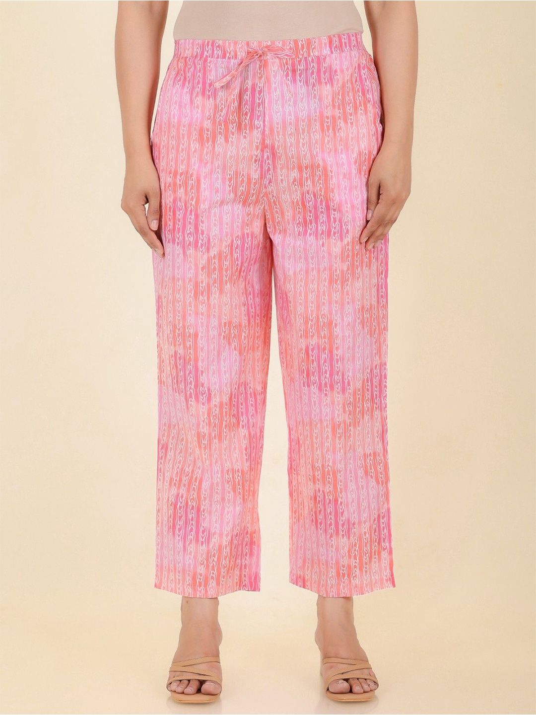 Aramya Women Printed Regular Fit Cotton Trousers