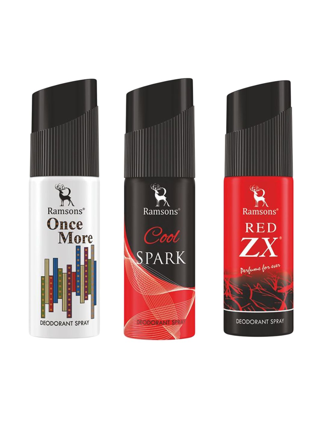 Ramsons Men Set Of 3 Once More, Cool Spark & Red ZX Long Lasting Deodorant - 40 ml Each