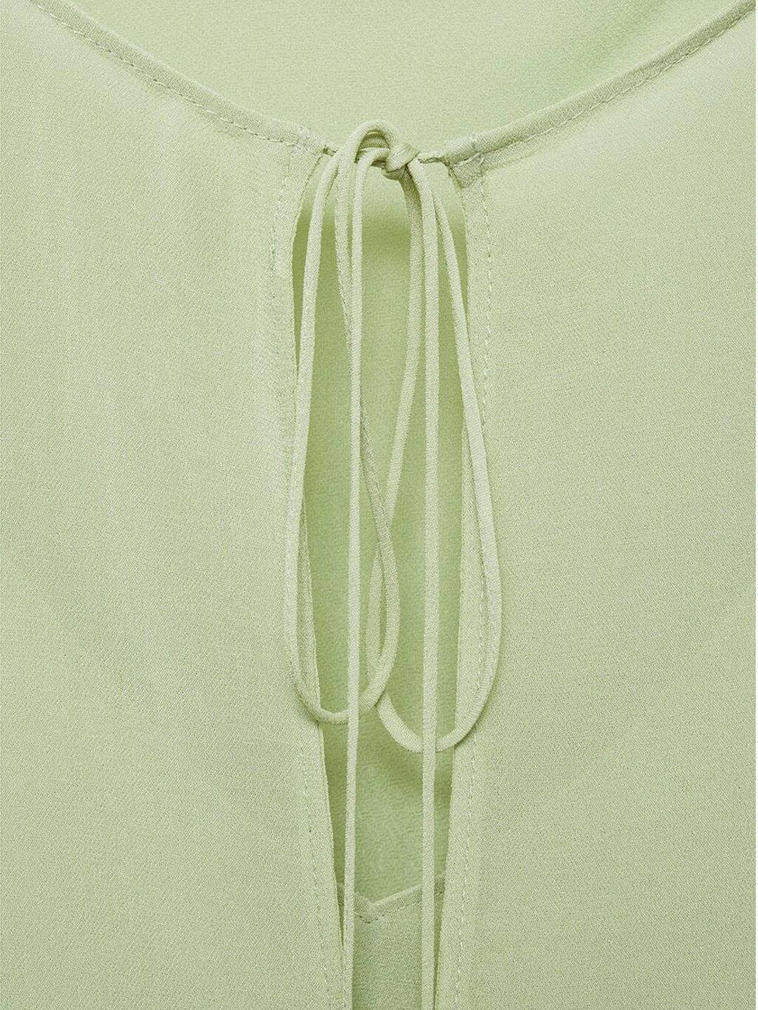 Tie-Up Neck Layered Sheer Top