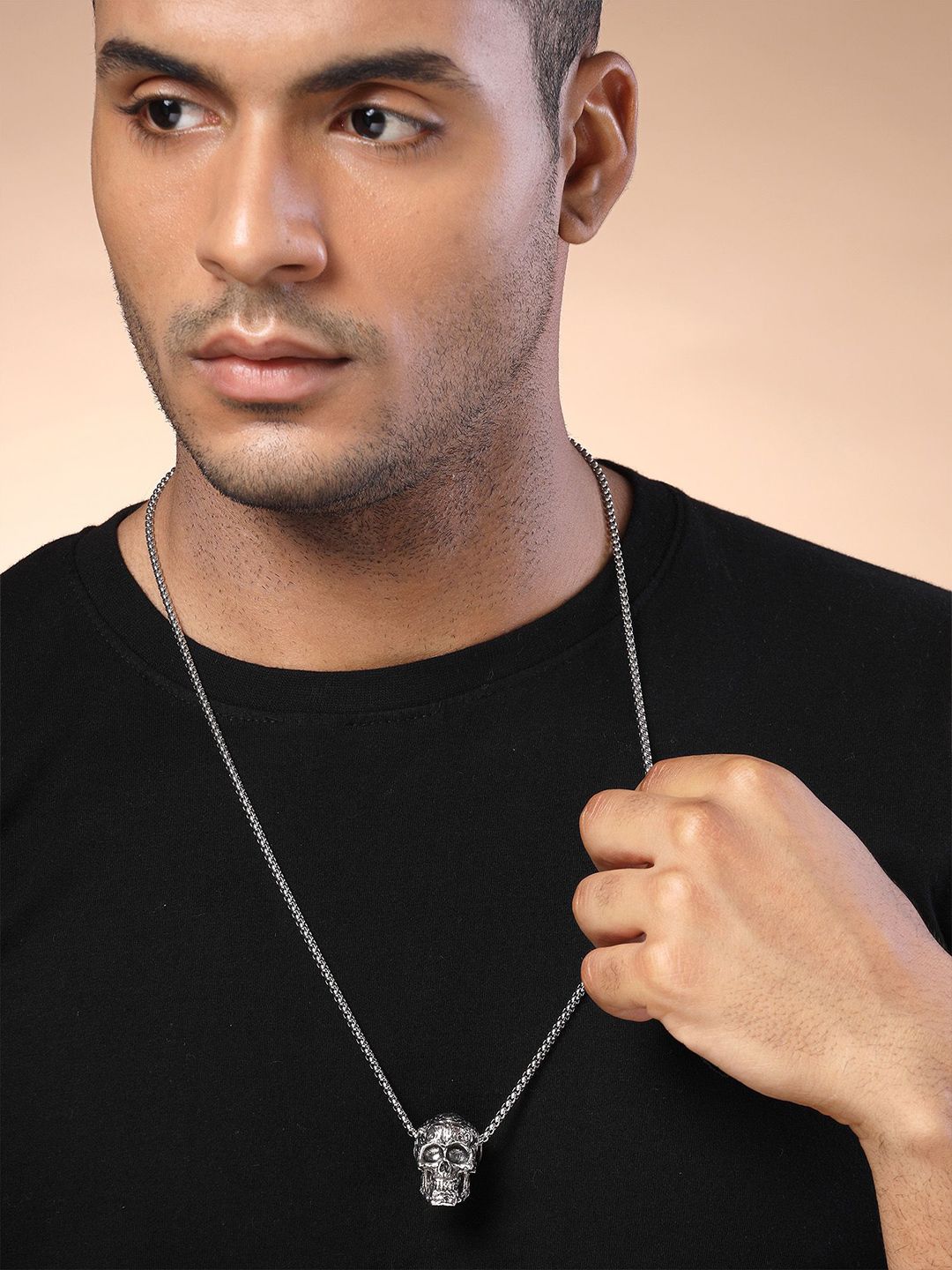 Buy The Roadster Lifestyle Co. Men Silver-Plated Skull Pendant