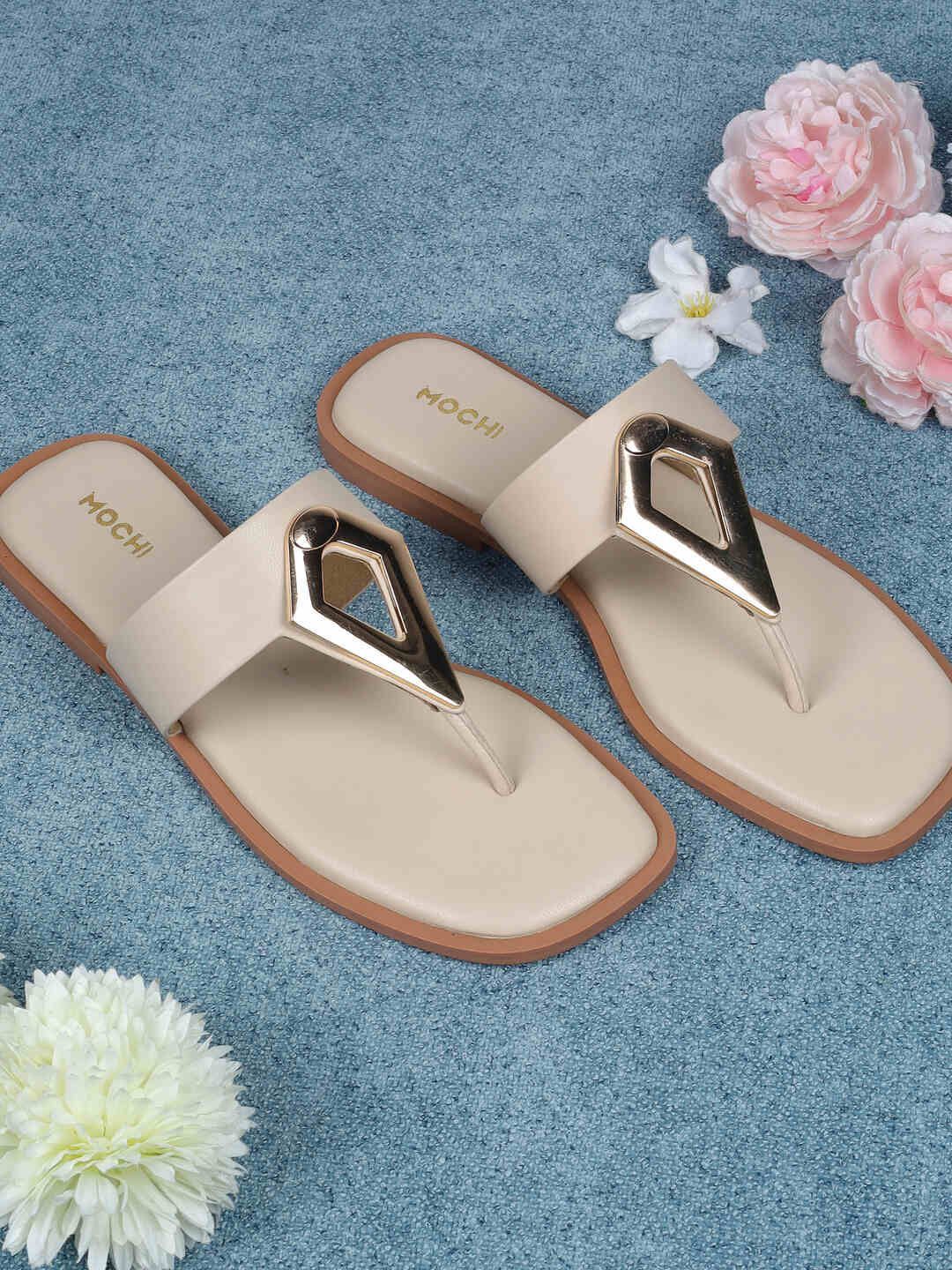 Women T-Strap Flats Mochi Women T-Strap Flats With Buckles