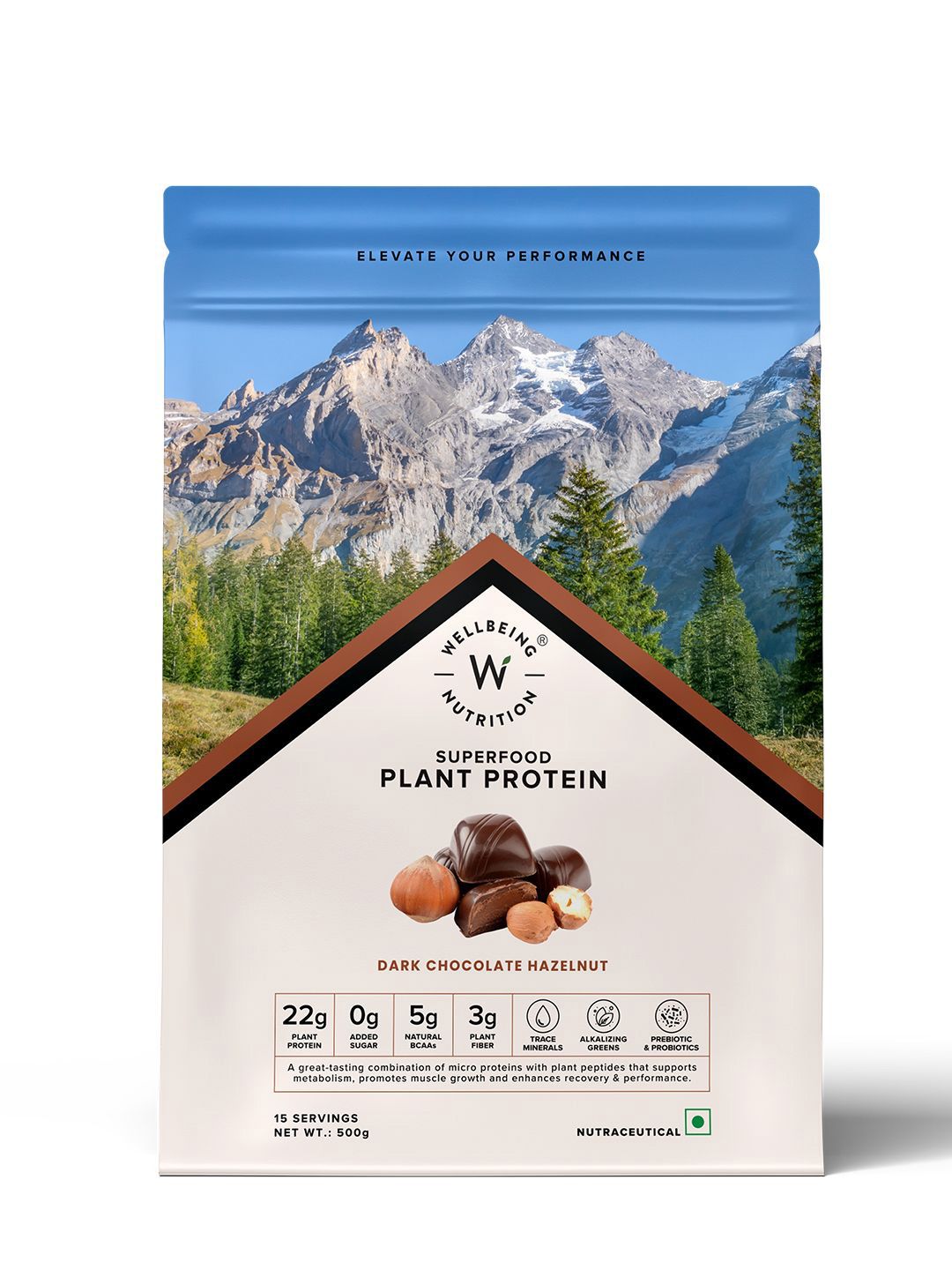 Wellbeing Nutrition Wellbeing Nutrition Organic Vegan Plant Protein Isolate- 500 g- Dark Chocolate Hazelnut