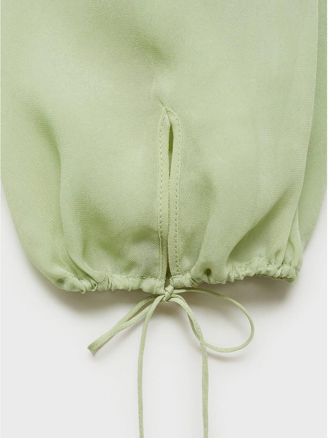 Tie-Up Neck Layered Sheer Top