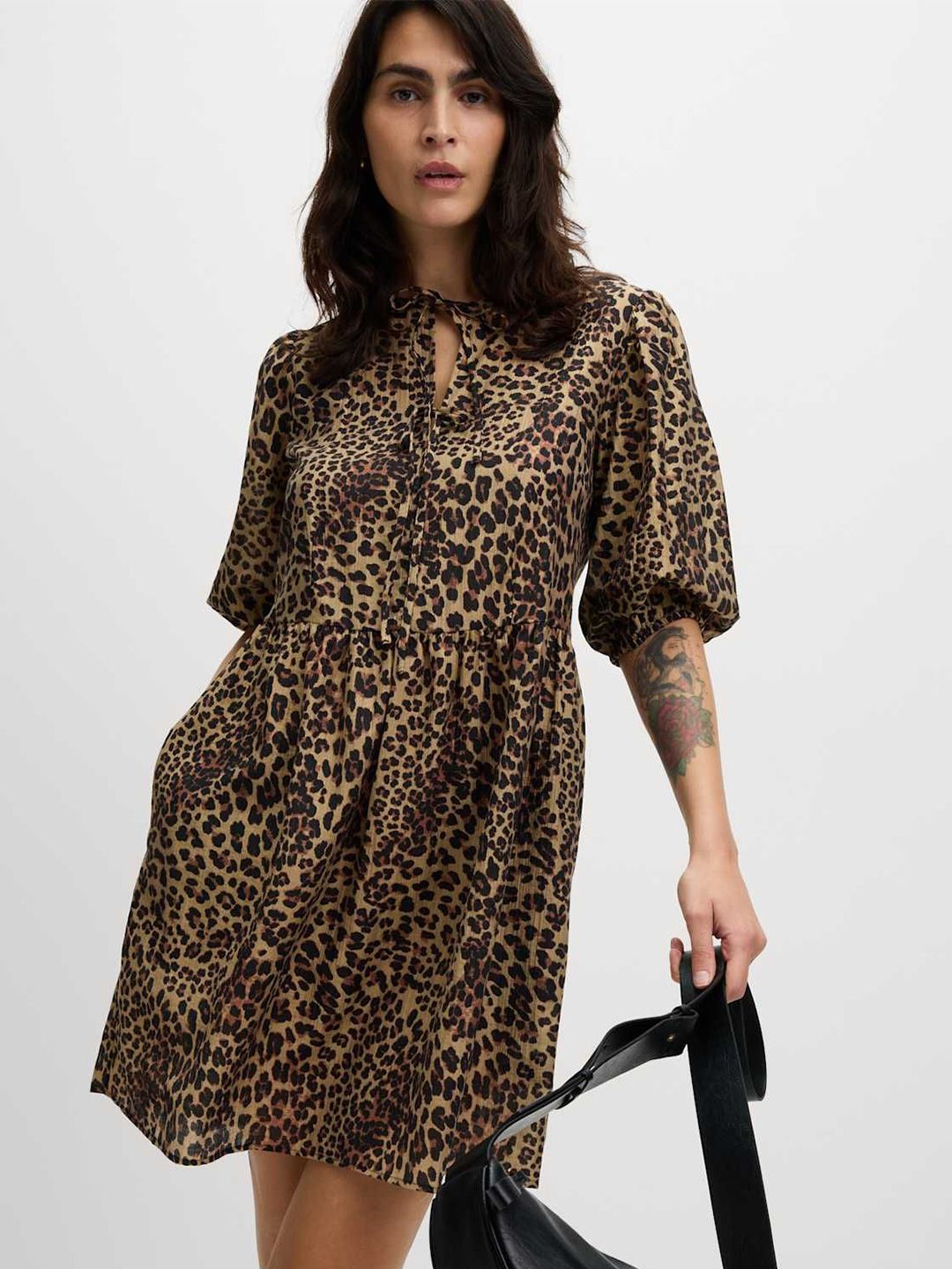 Marks & Spencer Lyocell Rich Leopard Print Mini Waisted Dress