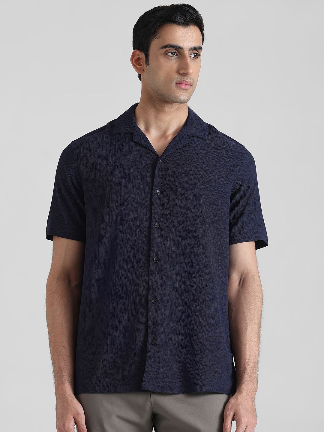 Mufti Mufti Men Relaxed Fit Textured Cuban Collar Casual Shirt