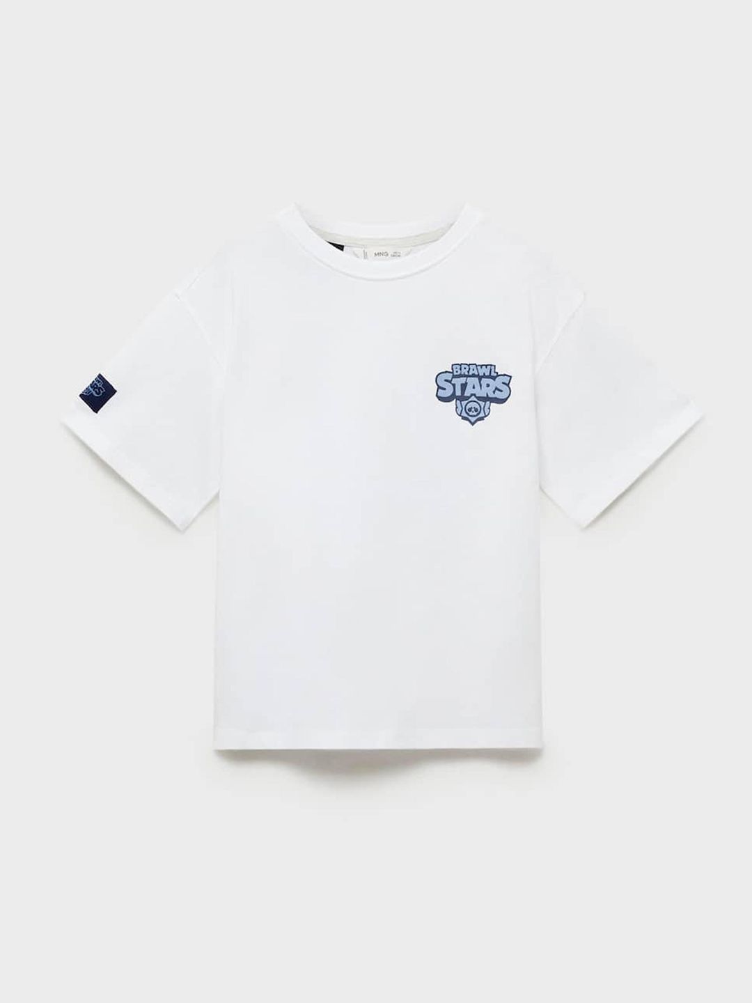 Mango Kids Boys Printed Drop-Shoulder Sleeves Pure Cotton Relaxed Fit T-shirt
