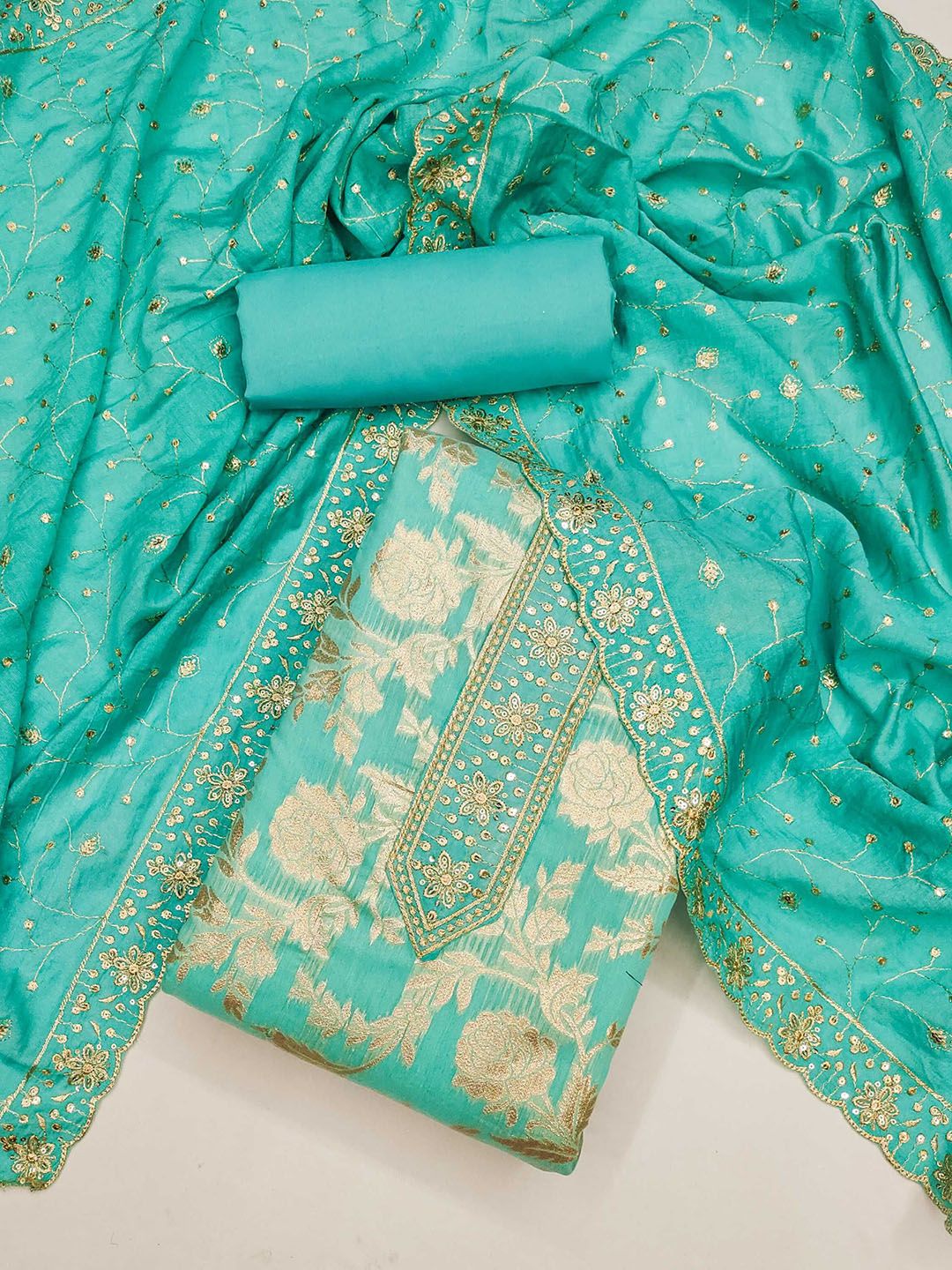 LeeliPeeri Designer Embroidered Unstitched Dress Material