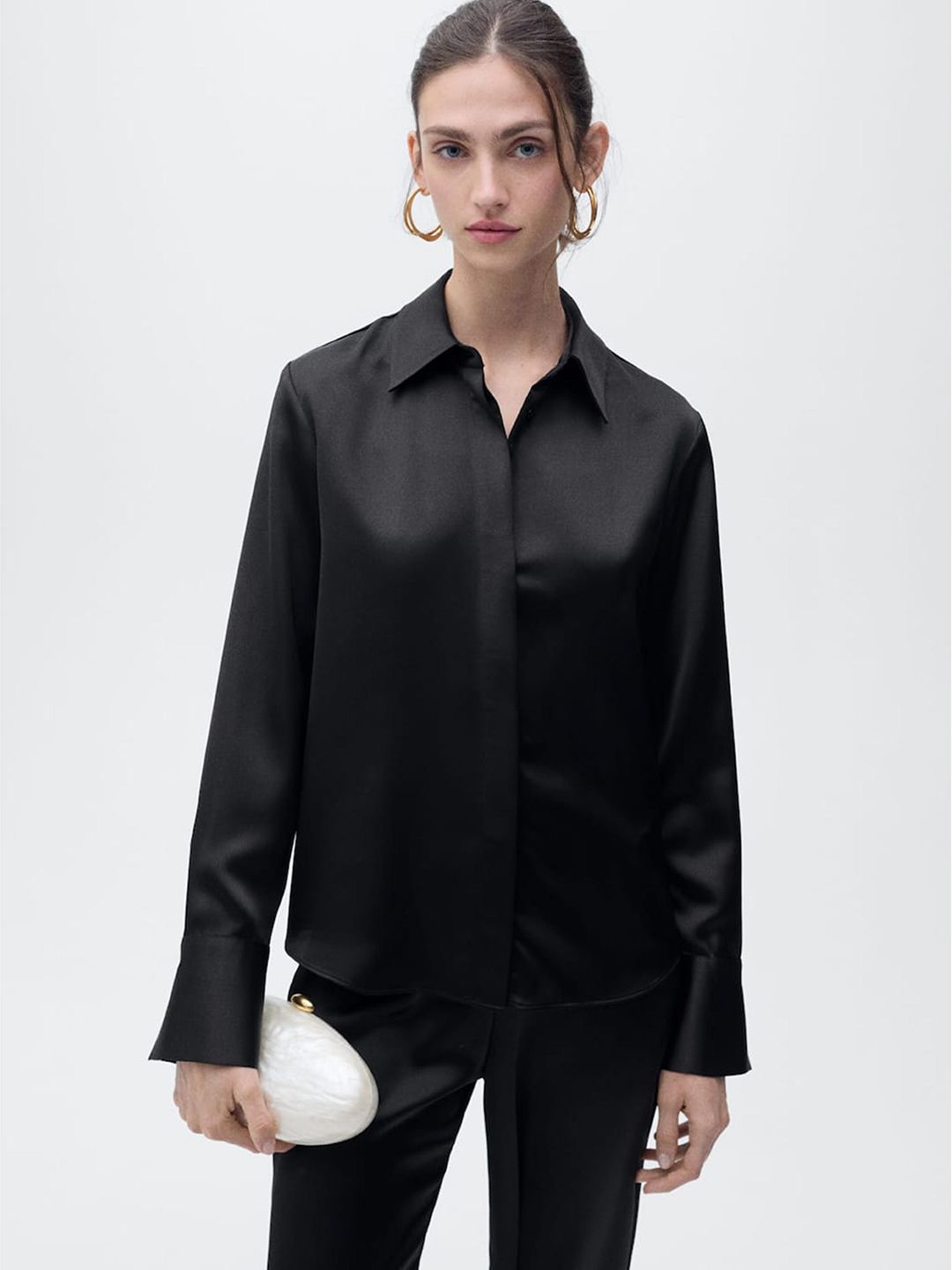 Regular Fit Satin-Finish Opaque Party Shirt
