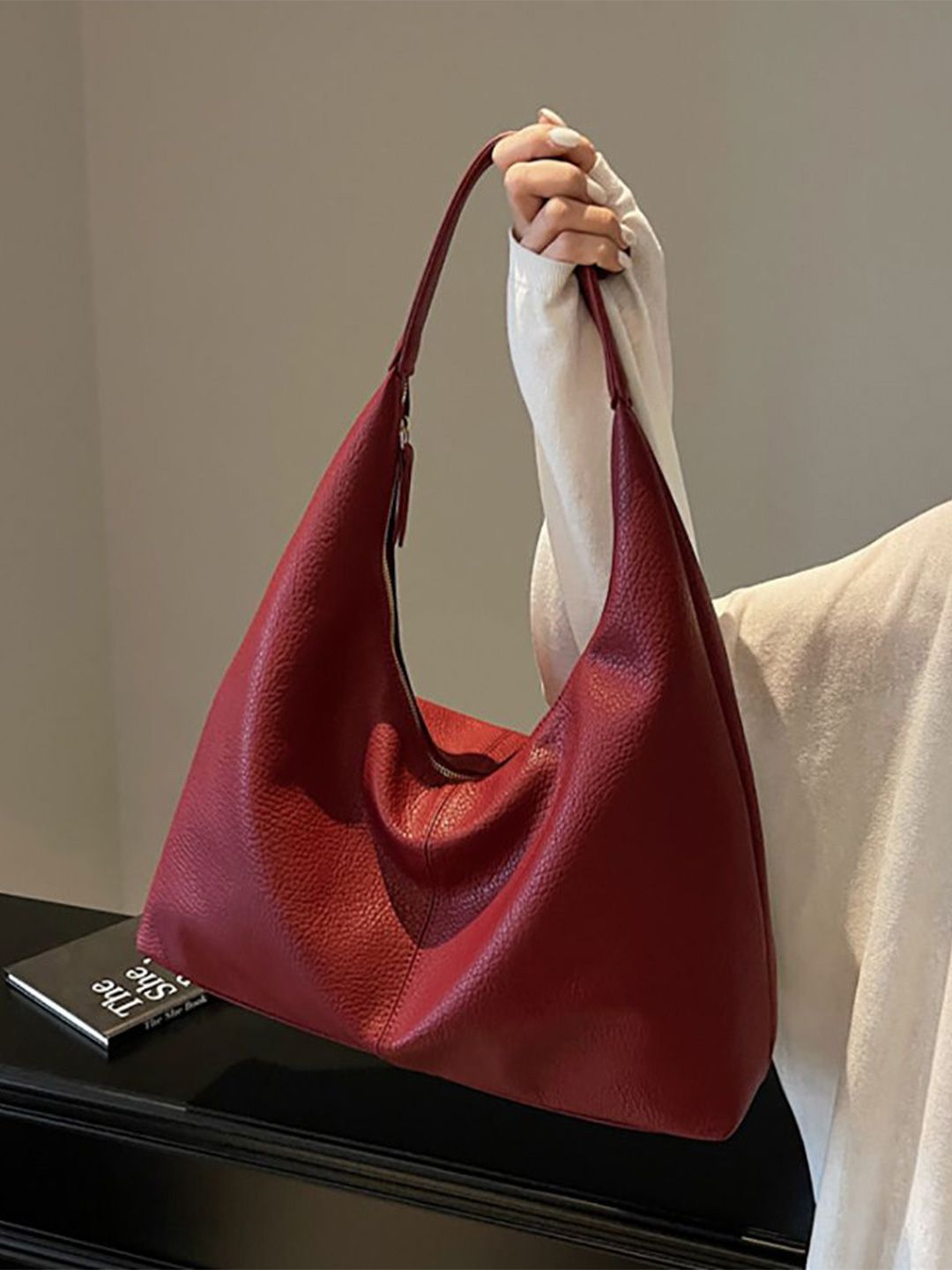 StyleCast x Revolte Women Textured Half Moon Shoulder Bag