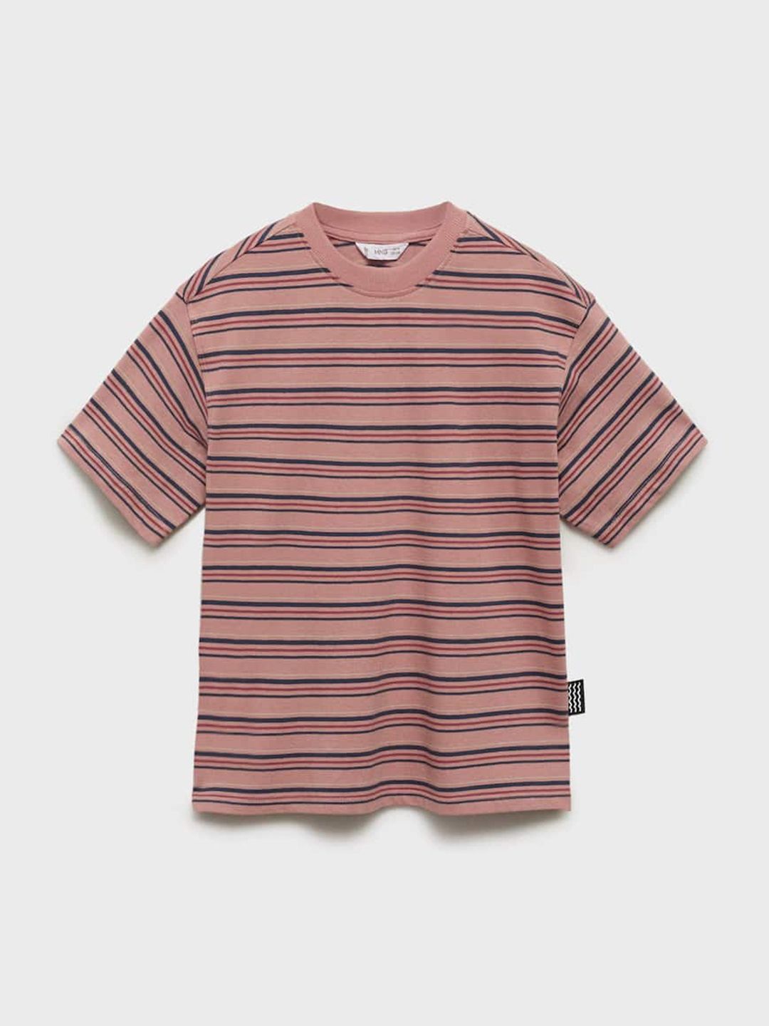 Mango Kids Boys Striped Drop-Shoulder Sleeves Pure Cotton Relaxed Fit T-Shirt