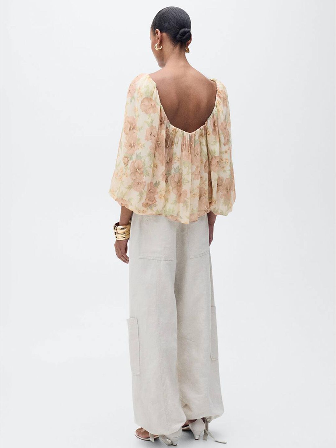 Floral Print Square Neck Top