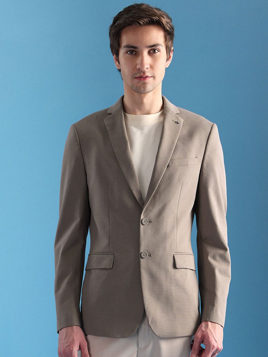 Arrow Slim-Fit Single Breasted Notched Lapel Cotton Formal Blazer