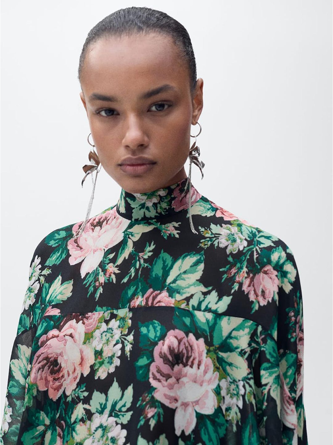 Floral Printed High Neck Top