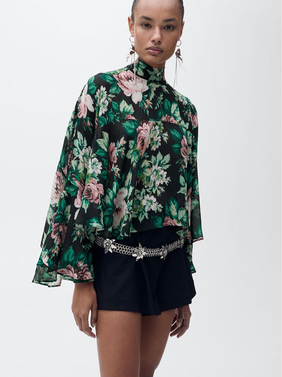 Floral Printed High Neck Top