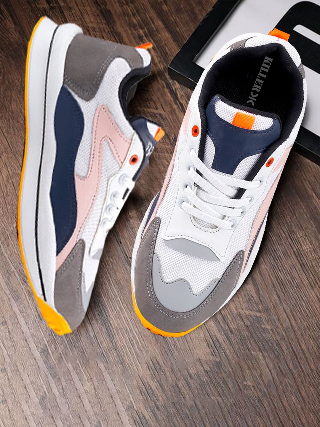 Killer Men Colourblock Mesh Material Soprts Running Lace-Ups Shoes