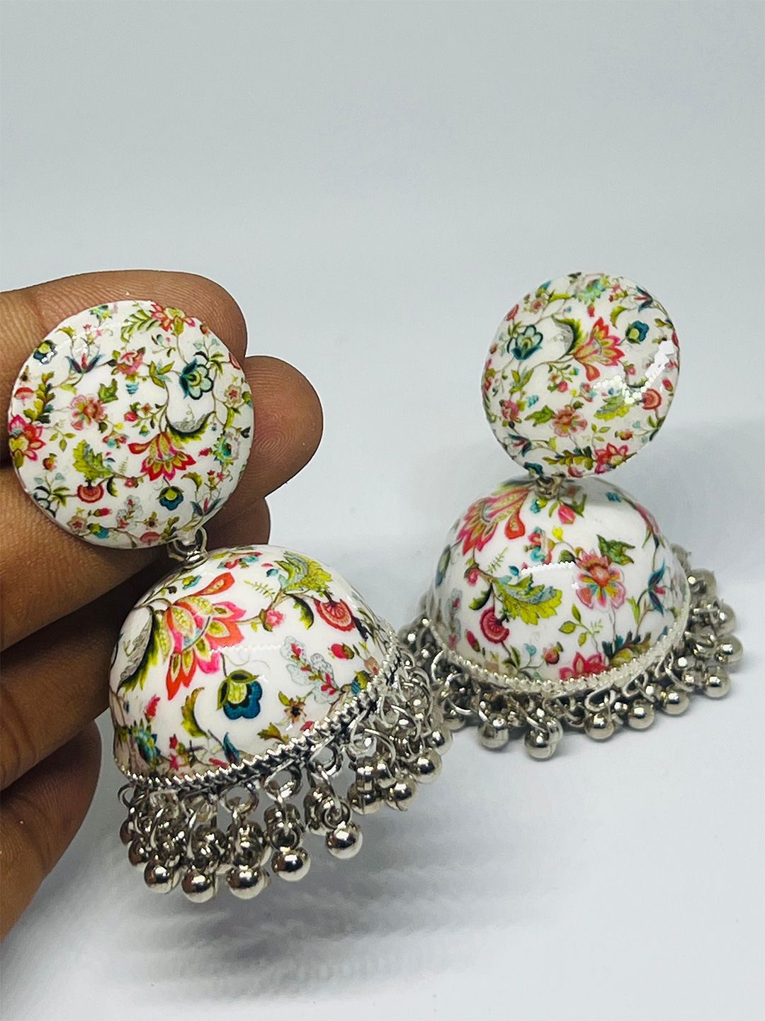 SZN Printed Dome Shaped Jhumkas