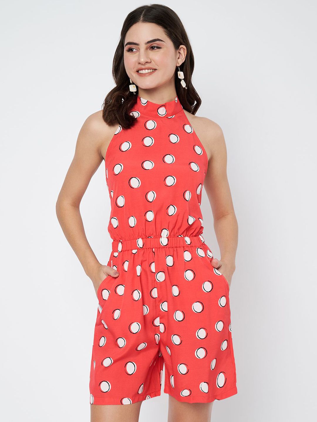WAYLENE Women Halter Neck Printed Jumpsuit