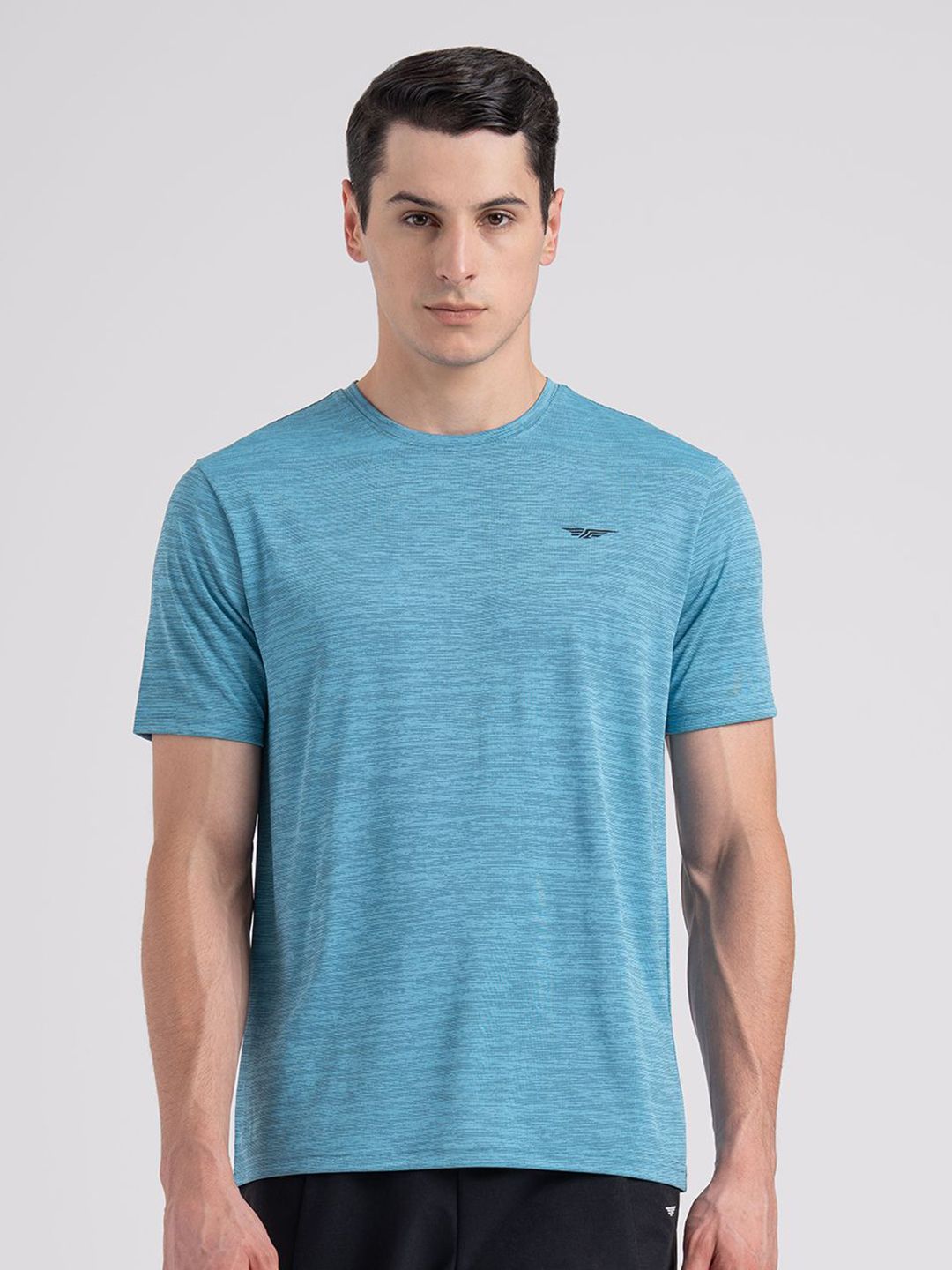 Red Tape Men Melange Solid Stretchable Activewear Round Neck T-Shirt