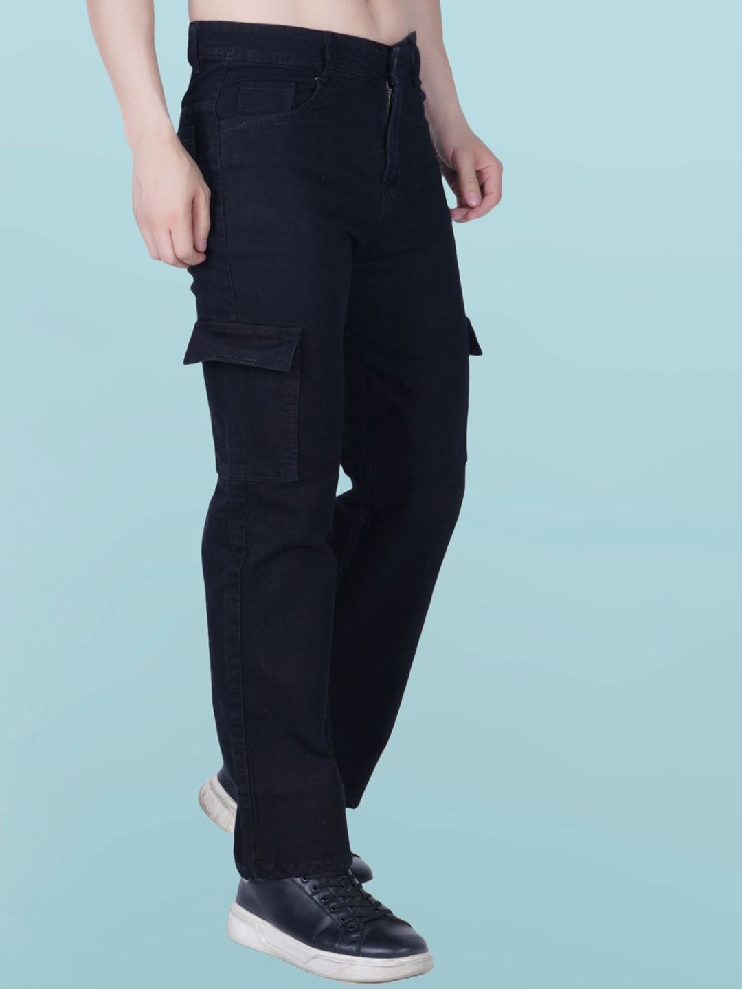 COMFITS Men Classic Regular Fit Mid-Rise Cotton Cargo Jeans