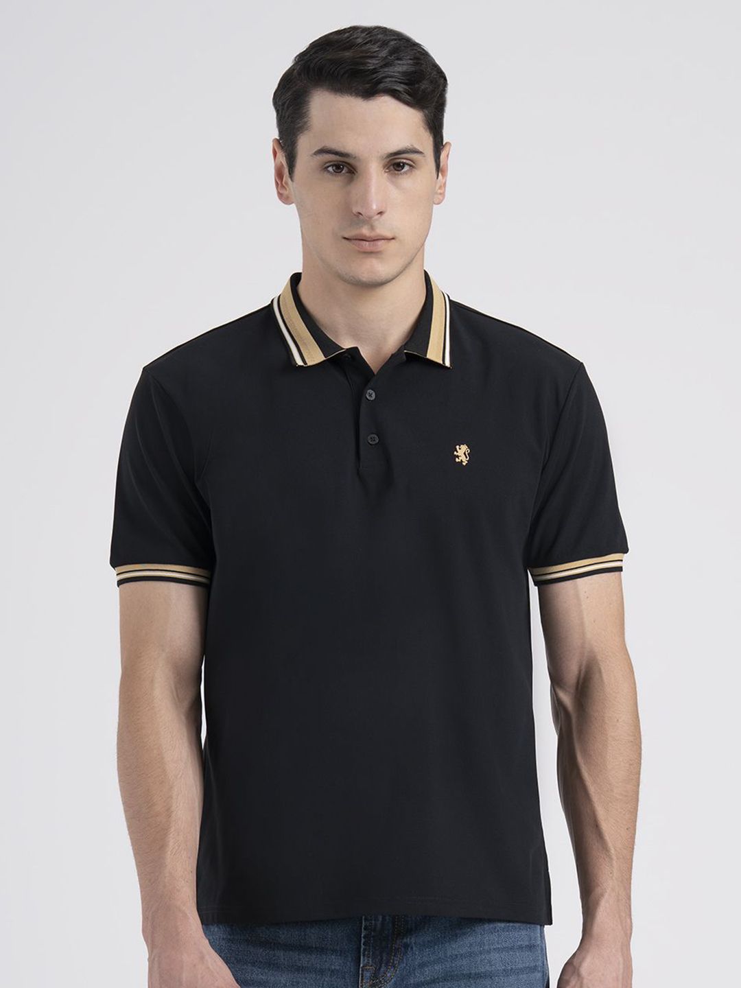 Red Tape Men Jacquard High Stretch Polo Collar T-Shirt