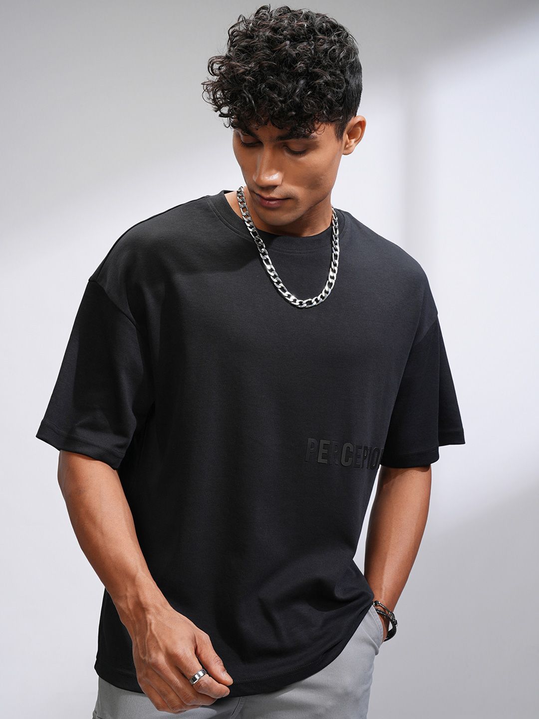 HIGHLANDER Men Typography Printed Round Neck Cotton Relaxed Fit T-shirt