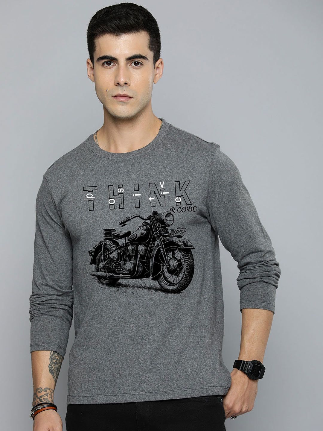 R.Code by The Roadster Life Co. R.Code by The Roadster Lifestyle Co. Men Graphic Printed Round Neck Cotton T-shirt