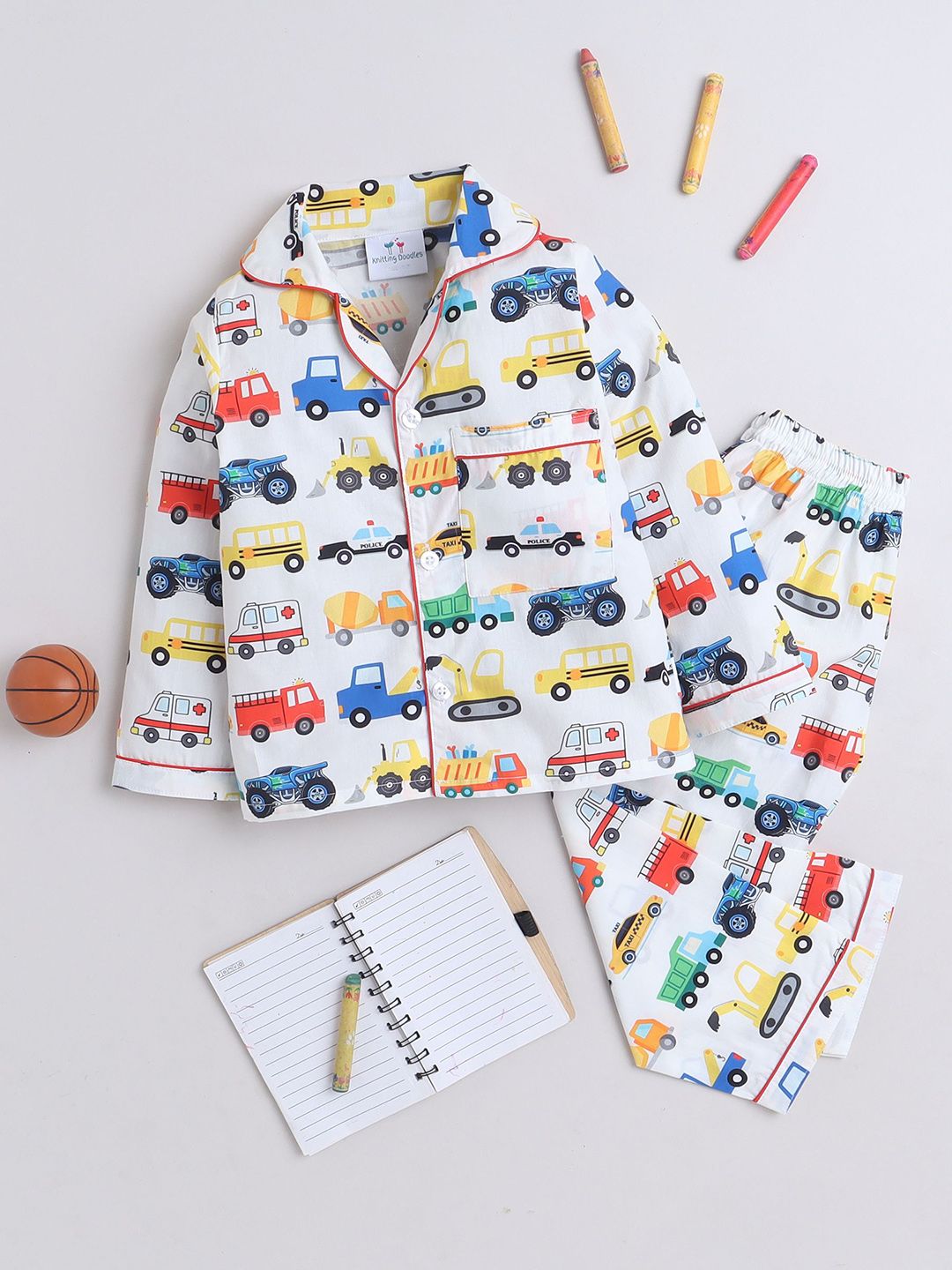 Knitting Doodles Unisex Kids Printed Night suit