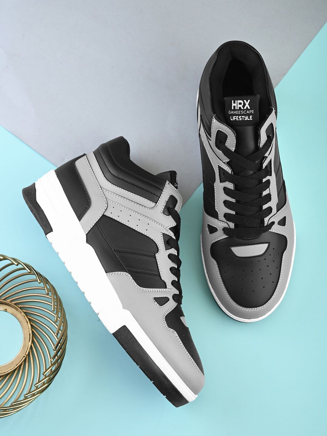 HRX by Hrithik Roshan Men Colourblocked PU High-Top Sneakers