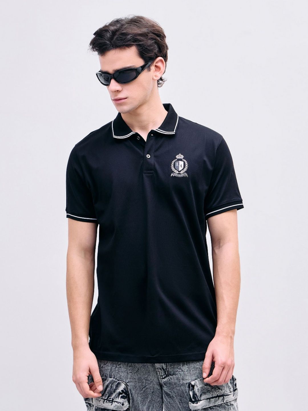 Iconic Men Solid Polo Collar Polo T-Shirt