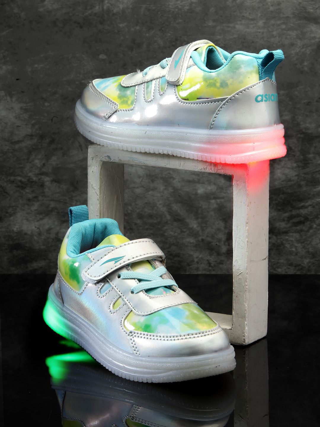 ASIAN Boys Colourblocked Synthetic Leather Lace-Ups Regular Sneakers
