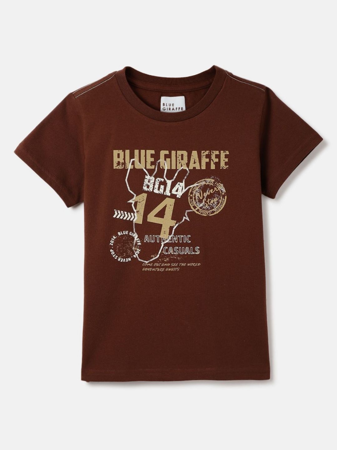 Blue Giraffe Boys Printed Raw Edge T-shirt
