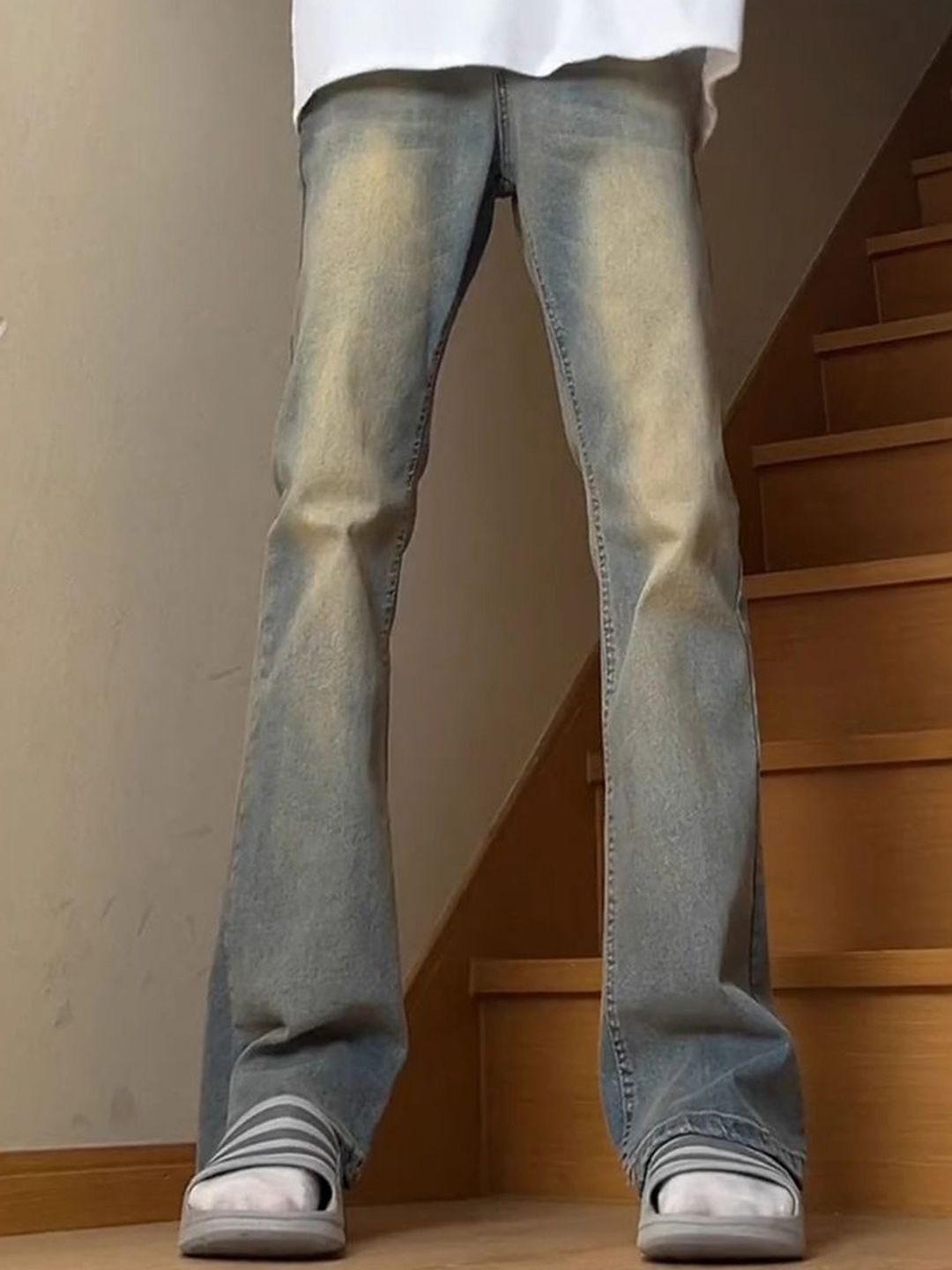 The Roadster Lifestyle Co Men Mid-Rise Heavy Fade Bootcut Jeans