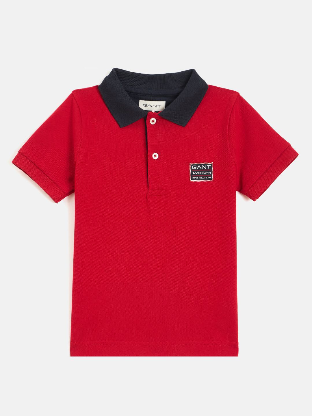 GANT Boys Polo Collar Organic Cotton Raw Edge T-shirt