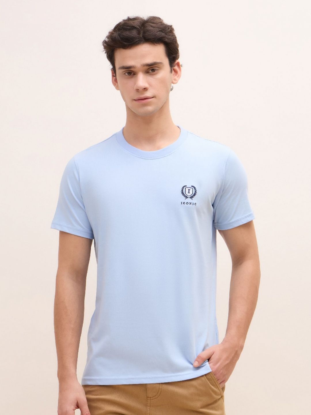 Iconic Men Solid Round Neck Short Sleeves T-Shirt