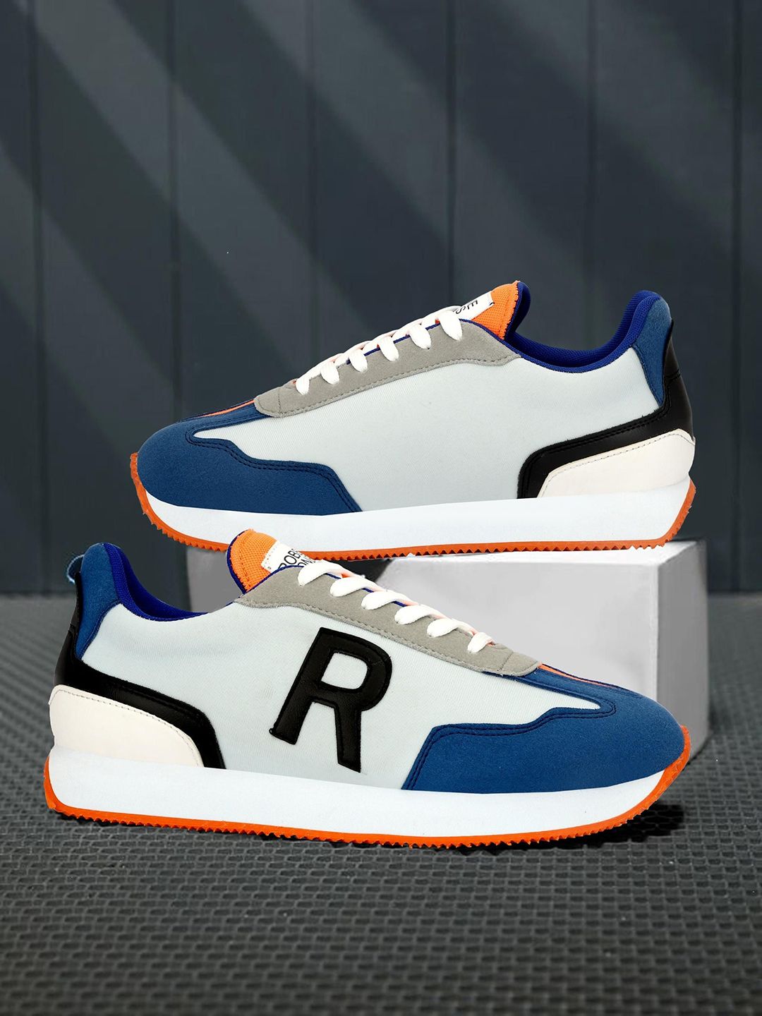 Robbie Jones Colourblocked Round Toe PU Sneakers