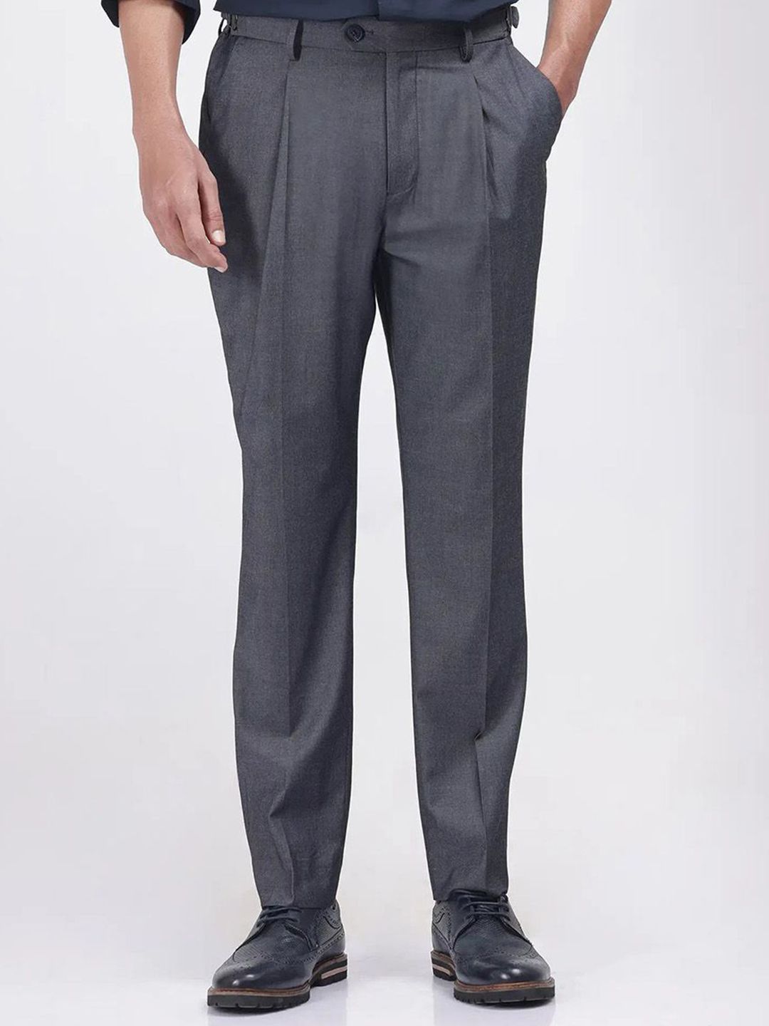 Men Naji Trouser RARE RABBIT Men Blue Relaxed Fit Plain Trouser