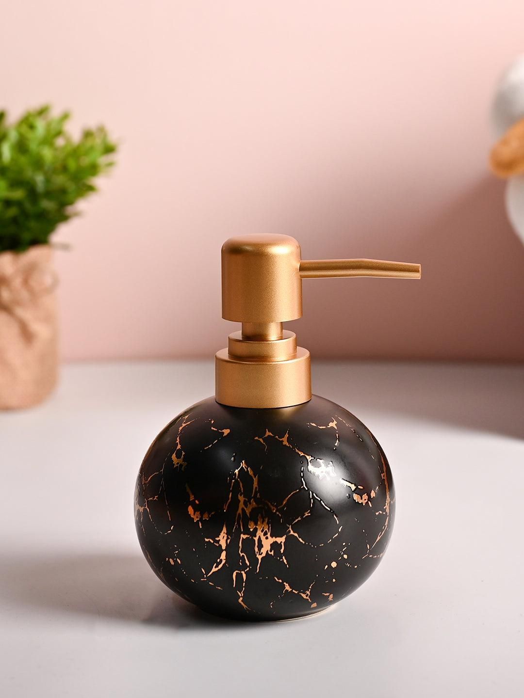 MARKET99 Black & Gold-Toned Solid Ceramic Soap Dispenser