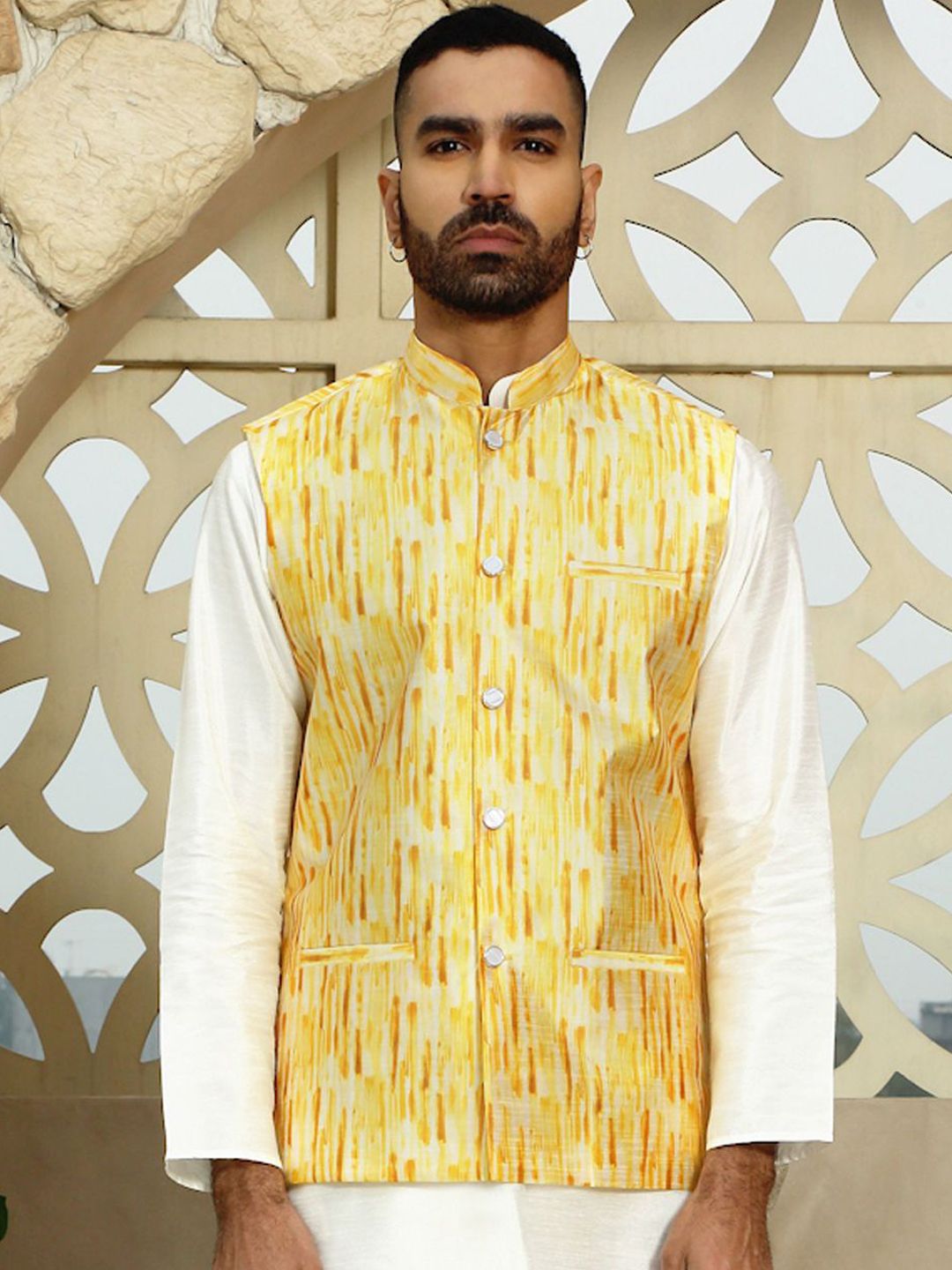 KRAFT INDIA Tie-Dye Printed Nehru Jacket