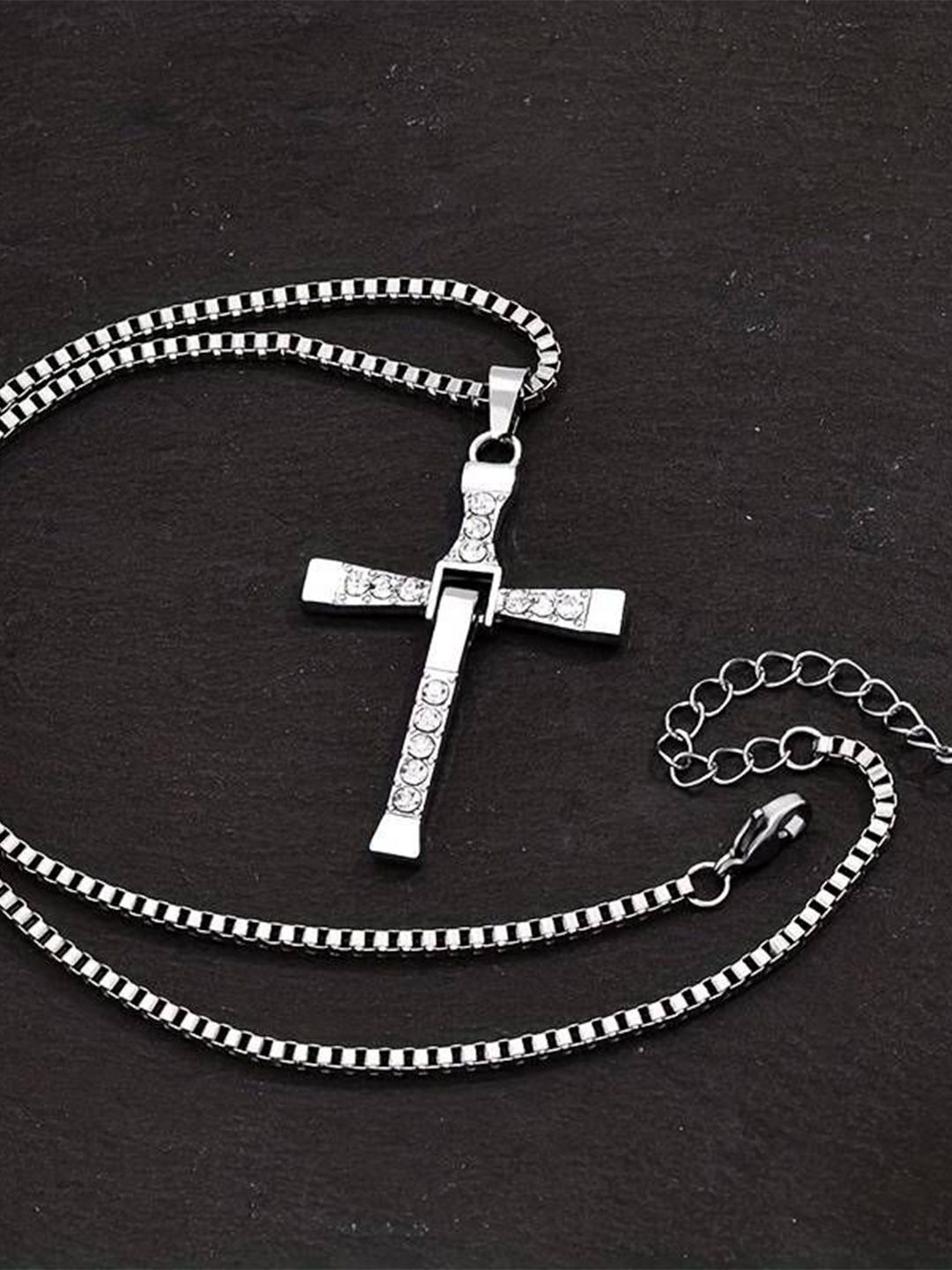 kazare Rhodium-Plated Geometric Pendants with Chains