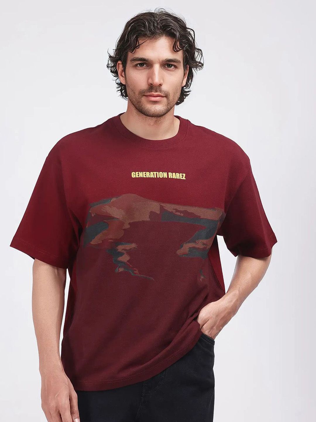 RARE RABBIT Men Printed T-shirt deal from myntra