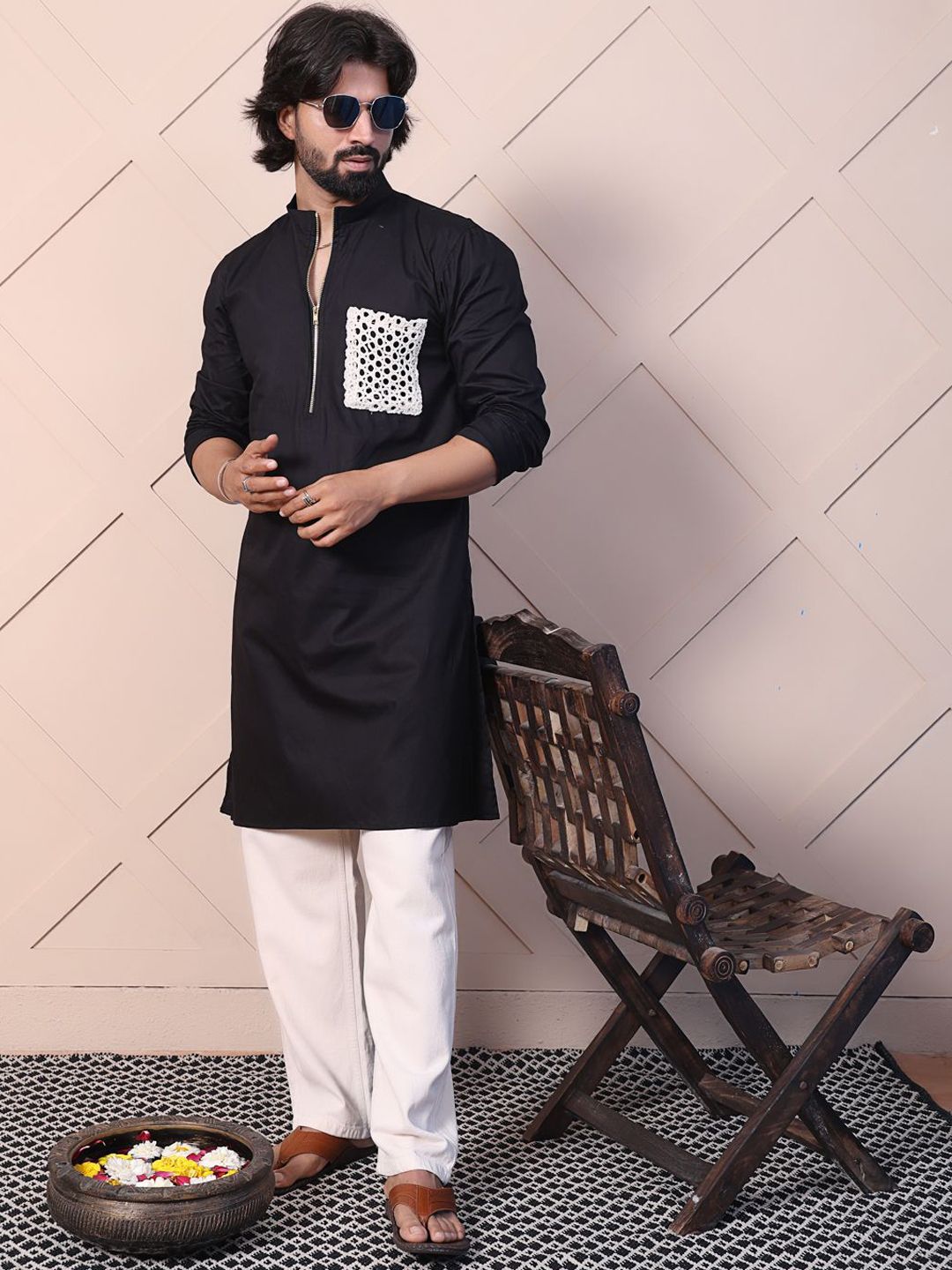 MIDAV Men Thread Work Summer Sheers Pathani Kurta