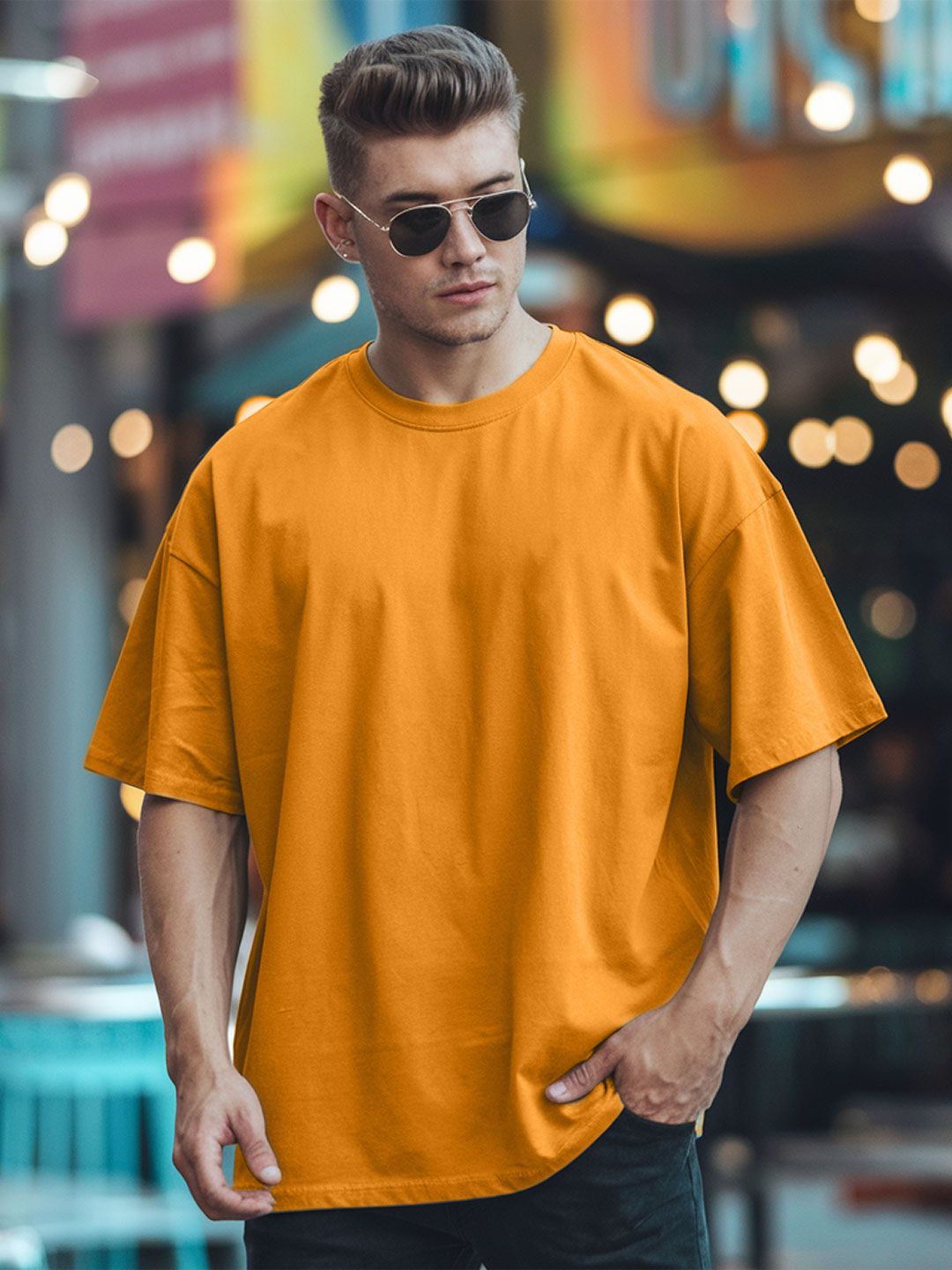 Leotude Men Solid Round Neck Cotton Relaxed Fit T-shirt