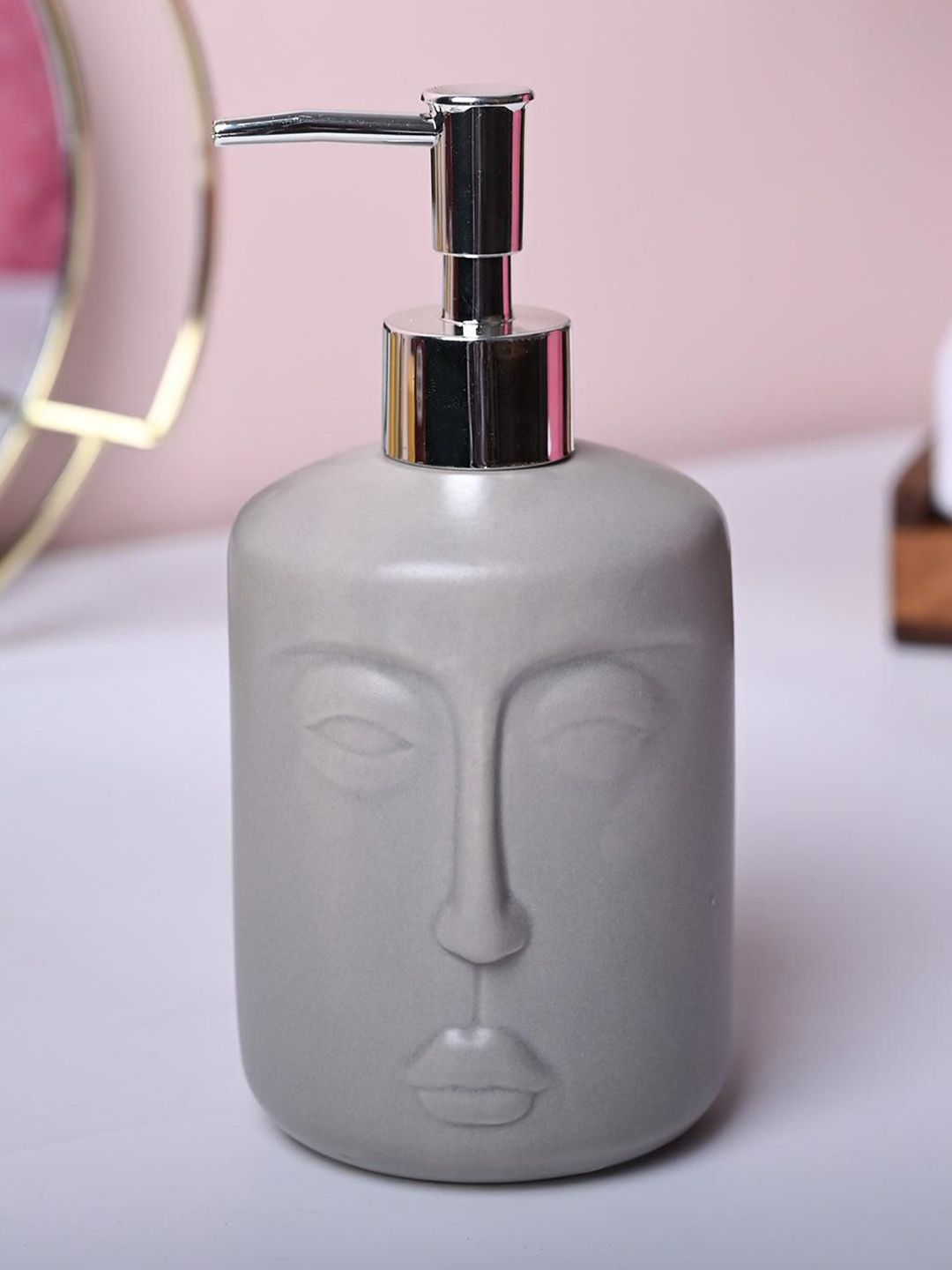 MARKET99 Grey Solid Ceramic Soap Dispenser